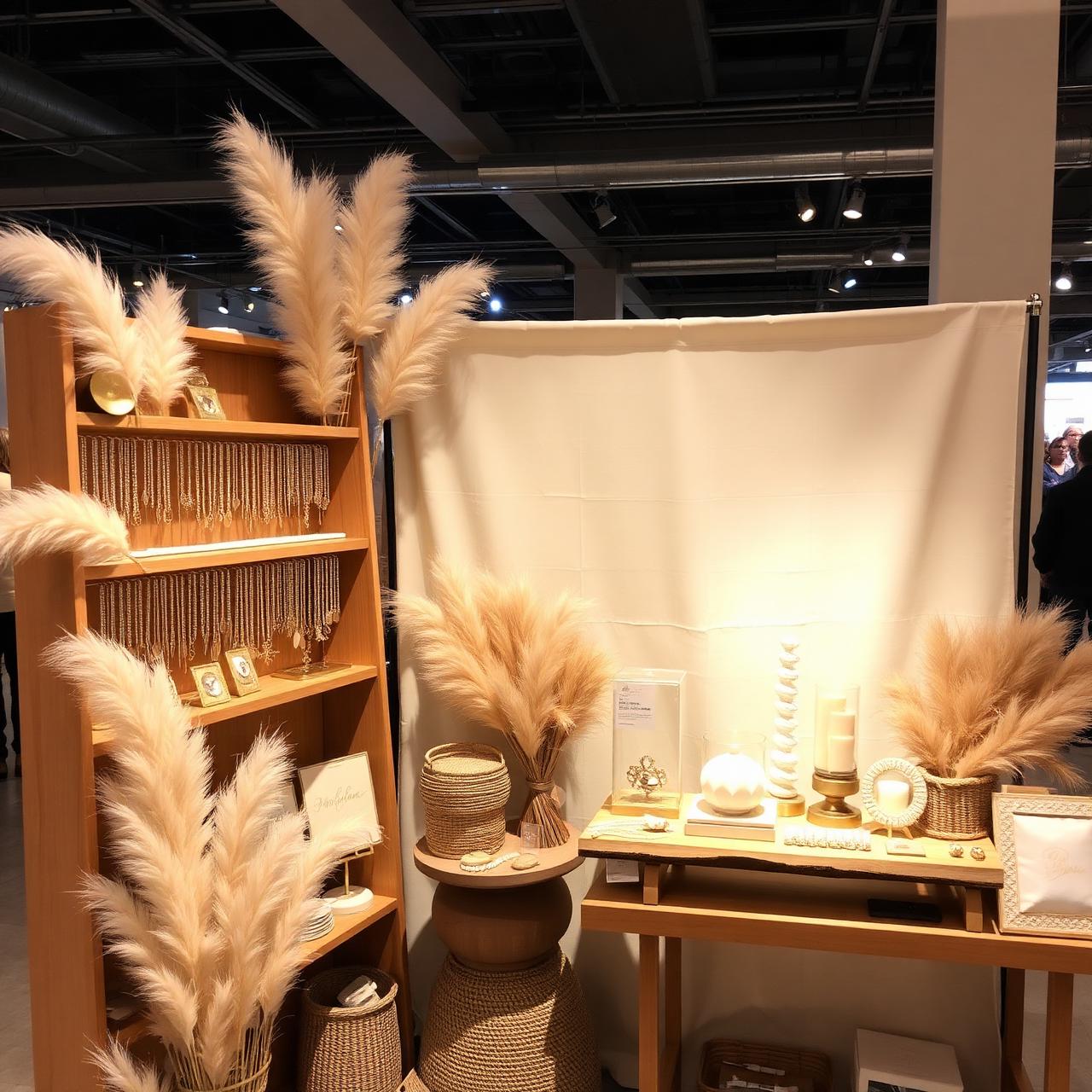 Beautifully styled artisan vendor booth with handmade goods
